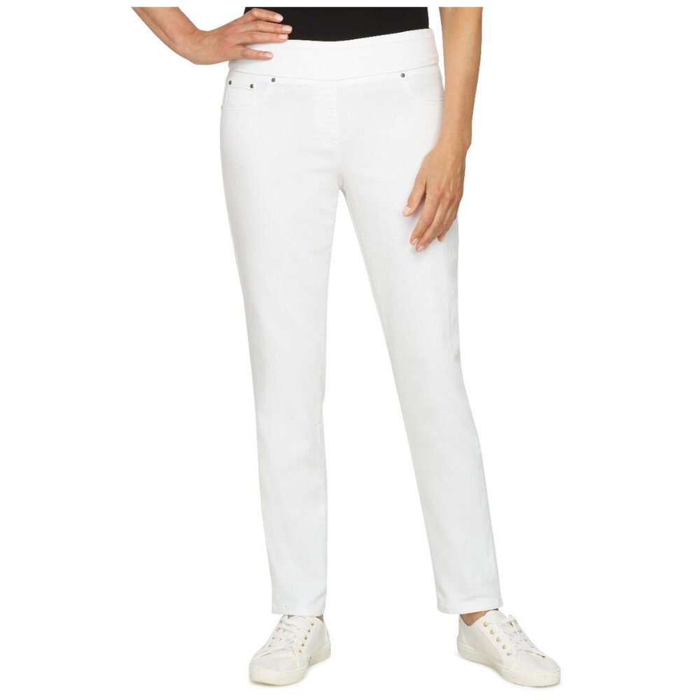 NEW WITH TAGS, Ruby Rd. Women's Pull-on Extra Stretch Denim Jean (White, 12)
